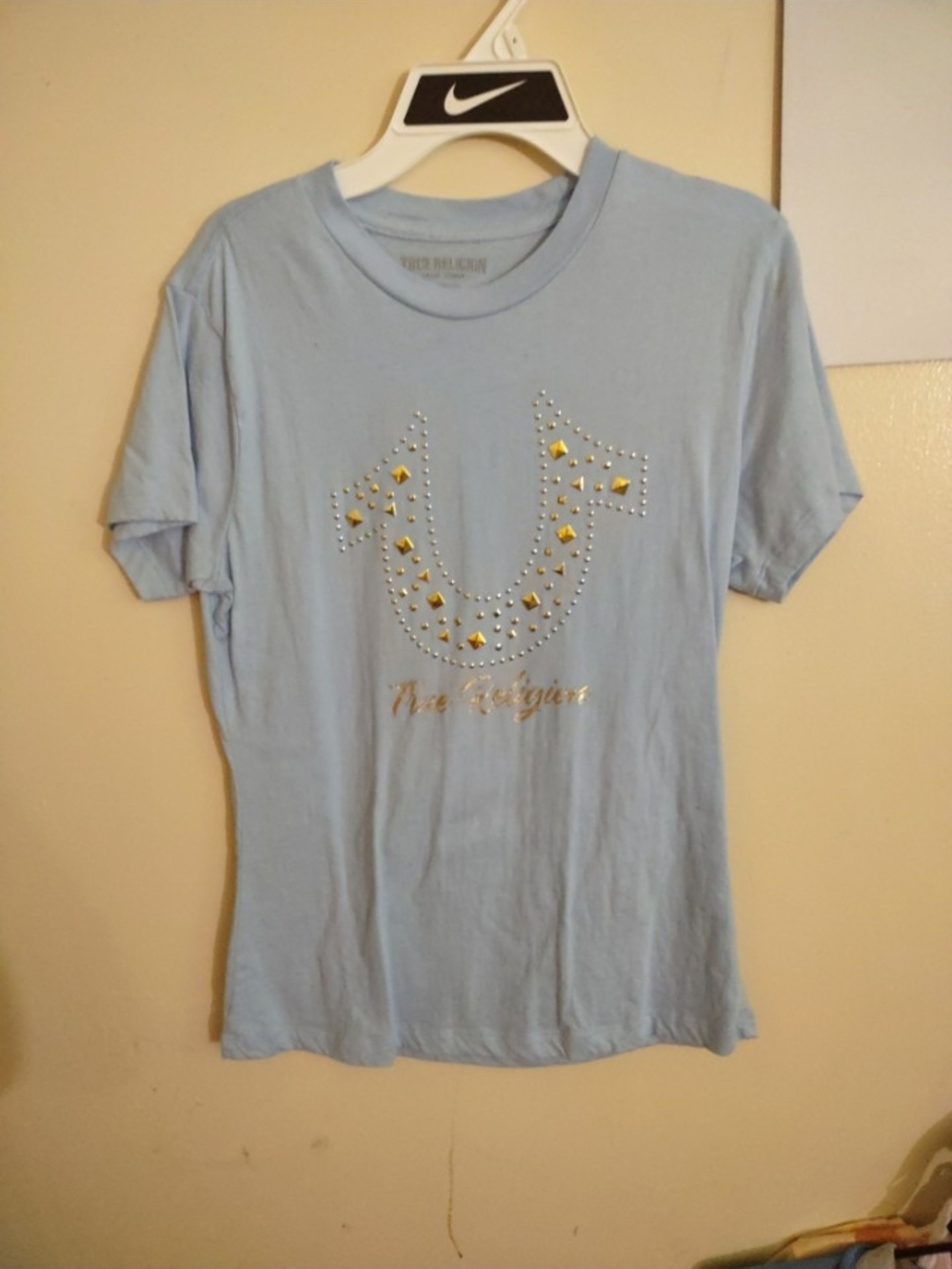 True Religion Light Blue Studded Horseshoe Tee